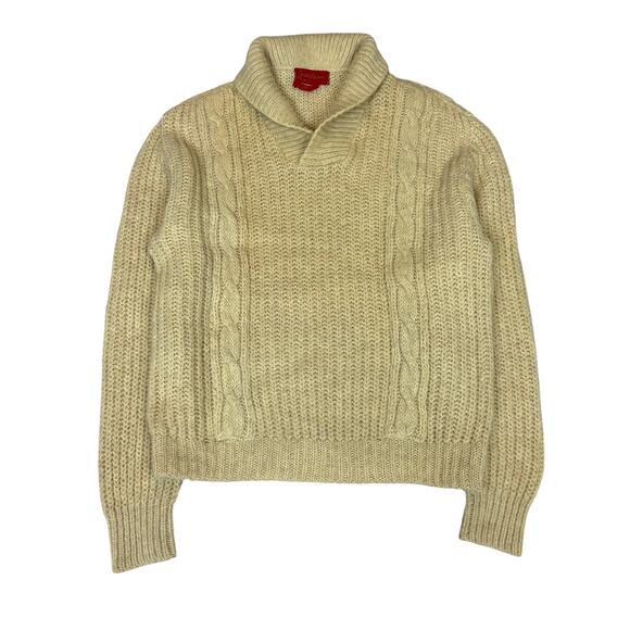 Vintage 50s Jantzen Mohair Wool Blend Cableknit Shawl Collar Sweater Men's L
